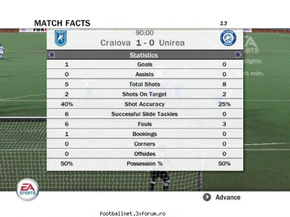 craiova unirea urziceni 1-0 fifa 08  - liga 1 (editia 1)