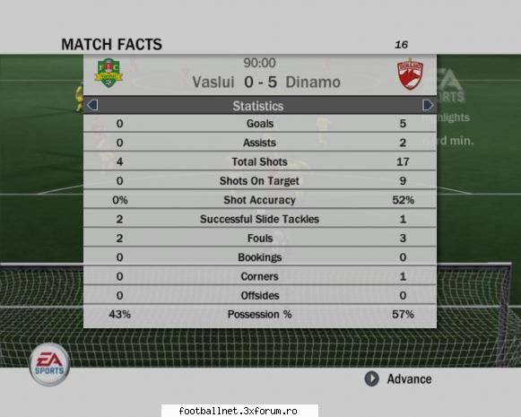 vaslui - dinamo 0-5 fifa 08  - liga 1 (editia 1)